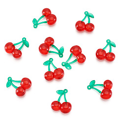 Красный Прозрачные акриловые подвески, вишня, красные, 33x26x12.5 мм, отверстие : 1.5 мм