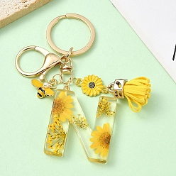 Letter N Брелок из эмали и смолы, с застежкой из сплава и железными кольцами, 60 мм