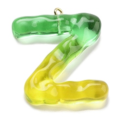 Letter Z Смола подвеска, с железным кольцом 38x34.5x7мм, отверстие : 2 мм
