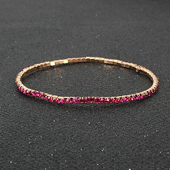 Фуксиновый Сплав горный хрусталь чашечные браслеты цепи для женщин, красно-фиолетовые, внутренний диаметр: 3-1/8 дюйм (8 см)