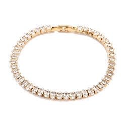 Золотой Браслеты из латуни с прозрачным фианитом и звеньями в виде конского глаза, без никеля , долговечный, золотые, 7-1/8 дюйм (18 см)