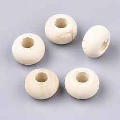 Old Lace Unfinished Wood Beads, Natural Wooden Beads, Rondelle, Old Lace, 14~14.5x9mm, Hole: 5.5~6mm