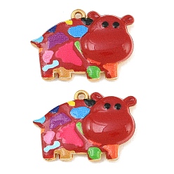 Colorful Printed 304 Stainless Steel Enamel Pendants, Dairy Cattle Charms, Ion Plating(IP), Real 18K Gold Plated, Colorful, 16x22x4mm, Hole: 1mm