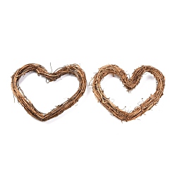 Цвет Древесины Форма сердца ротанг лоза ветка венок обруч, для поделок пасха рождественская вечеринка декоры, деревесиные, 19~19.5x20~21.5x2.5~2.8 см, Внутренний диаметр: 9~12.5 cm