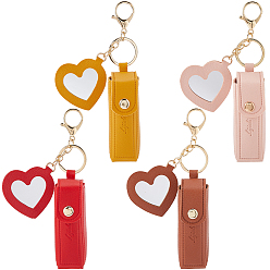 (52) Непрозрачная лаванда 4 шт 4 цвета pu кожаный мешочек для хранения помады, с кольцом для ключей из сплава и застежками из сплава, прямоугольные, разноцветные, 160 мм, 1 шт / цвет