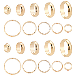 Настоящее золото 24K 50шт 5 стиль латунные бусины рамки, долговечный, круглые кольца, реальный 24 k позолоченный, 6x2.5 мм, 10 шт / стиль