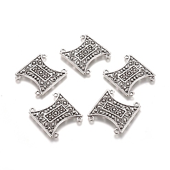 Argent Antique De style tibétain composants alliage de lustre liens, rectangle, argent antique, 29x32x2mm, Trou: 1.6mm