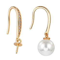 Золотой 1 пара 925 серьги-крючки из стерлингового серебра, со стразами, золотые, 21x9.5x2 мм, штифты : 0.6 мм