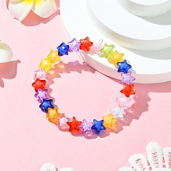 Разноцветный Прозрачные акриловые звездные браслеты из эластичных бусин для женщин, бусина в бусине, красочный, внутренний диаметр: 2-1/4 дюйм (5.8 см)