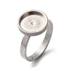 Нержавеющая Сталь Цвет 304 регулируемые кольцевые компоненты из нержавеющей стали, 201 настройки кольца чашки безеля из нержавеющей стали, плоско-круглые, цвет нержавеющей стали, лоток : 10 мм, 2.5 мм, внутренний диаметр: 17 мм