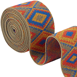 Couleur Mélangete 2.5Mètres de ruban jacquard vintage en polyester à motif losanges, ruban tissé brodé, avec des présentoirs à bijoux en carton, couleur mixte, 2 pouces (50 mm)