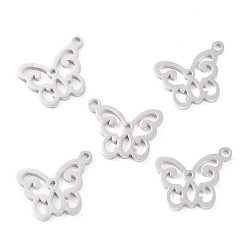 Нержавеющая Сталь Цвет Не тускнеющие 304 подвески из нержавеющей стали, лазерная резка, бабочка, цвет нержавеющей стали, 13.5x11x1 мм, отверстие : 1.4 мм