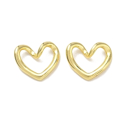 Oro Anillos de bronce que une, corazón, chapado en rack, larga duración plateado, sin plomo y cadmio, dorado, 16.5x19x5.5 mm, diámetro interior: 6.5x14 mm