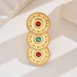 Круглые Регулируемые металлические манжеты с открытыми кольцами для женщин, с пластиковым, реальный 18 k позолоченный, круглые, внутренний диаметр: 16мм~19мм