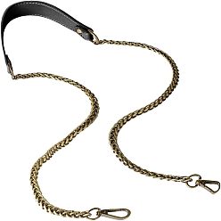 Black PU Leather Bag Straps, with Alloy Swivel Clasps and Iron Wheat Chain, for Bag Replacement Accessories, Black, 112x0.7~3x0.4~0.7cm