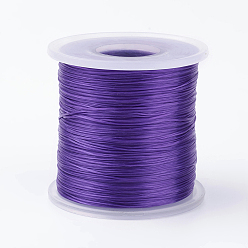 Фиолетовый Японский плоский эластичный хрустальный шнур, эластичная нить для бисера, для изготовления эластичного браслета, фиолетовые, 0.5 мм, около 328.08 ярдов (300 м) / рулон