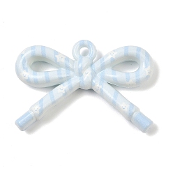 Синий Непрозрачные печатные акриловые подвески, бантом, синие, 34x48x9 мм, отверстие : 3.3 мм