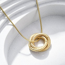 Золотой 304 ожерелья из нержавеющей стали с тройными кругами для женщин, вакуумное покрытие pvd, золотые, 17.72 дюйм (45 см)