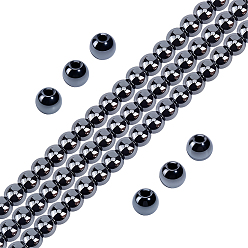 Black Plated 1 Strand Electroplated Synthetic Non-Magnetic Hematite Beads Strands, Grade AA, Round, Black Plated, 8mm, Hole: 2.5mm, about 53~57pcs/strand, 16inch
