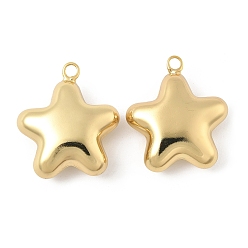 Настоящее золото 18K Звезда латуни подвески, стойки покрытие, долговечный, без кадмия и без свинца, реальный 18 k позолоченный, 31.5x28x11 мм, отверстие : 3 мм