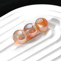 Оранжевый 30шт градиентного цвета непрозрачные бусины из смолы, с блеском порошок, круглые, оранжевые, 8 мм