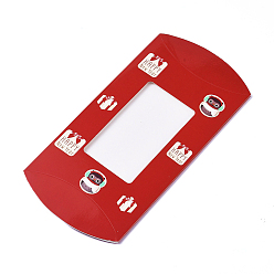 Red Paper Pillow Boxes, Gift Candy Packing Box, with Clear Window, Christmas Theme, Red, 18.1x9.3x3cm