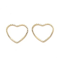 Сердце Фактурные латунные соединительные кольца, реальный 18 k позолоченный, сердце, 13x14.5x0.8 мм, Внутренние размеры: 12x13 mm