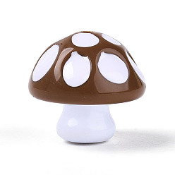 Седло Коричневый 2 шт. непрозрачные акриловые эмалевые бусины, гриб, седло коричневый, 22.5x24.5 мм, отверстие : 2.5 мм