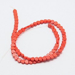 Mixed Color Dyed Synthetical Turquoise Heart Bead Strand, Mixed Color, 5x6x3mm, Hole: 1mm, about 79pcs/strand, 15.7 inch