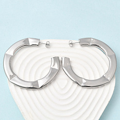 Платина C-образные латунные серьги-гвоздики, платина, 60x4.5 мм