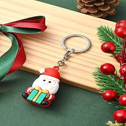 Santa Claus Рождественский пластиковый брелок из ПВХ, литыми кольцами, Дед Мороз, 10 см, Кулон : 47 мм