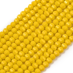 Золотистый Непрозрачное стекло бисер нитей, рондель, граненые, золотые, 5x6x5 мм, отверстие : 1.2 мм, около 98 шт / нитка, 17.32'' (44 см)