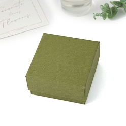 Цвет Оливы Картонная коробка для украшений из бумаги, подарочная упаковка, Для кольца, серьга, Ожерелье, с губкой внутри, квадратный, оливковый, 8x8x4 см