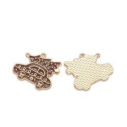 Camel Alloy Enamel Pendants, for Christmas, Light Gold, Car with Tree, Camel, 21x25x1.5mm, Hole: 1.6mm and 1mm