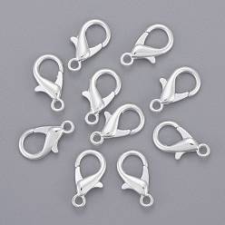 Silver Zinc Alloy Lobster Claw Clasps, Parrot Trigger Clasps, Cadmium Free & Lead Free, Silver, 21x12mm, Hole: 2mm