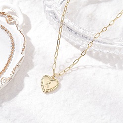 Letter K Сердце с буквой латунный кулон скрепка цепочка ожерелья, золотые, Письмо K, 20.39 дюйм (51.8 см)