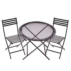 Черный Наборы из железного стола и стульев, миниатюрные украшения, для садовых кукольных домиков, чёрные, 85~98x42~67 мм