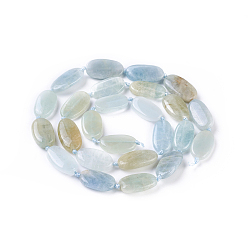 Aquamarine Natural Aquamarine Beads Strands, Oval, 14~16x8~9x3~5mm, Hole: 0.7mm, about 25pcs/strand, 16.7 inch(42.5cm)