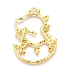 Золотой Подвесные подвески из сплава, для diy уф смолы, эпоксидная смола, Прессованные цветочные украшения, динозавр, золотые, 46x33x2 мм, отверстие : 3.5 мм