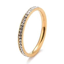 Золотой 304 из нержавеющей стали горный хрусталь кольца, золотые, размер США 8 (18.1 мм)