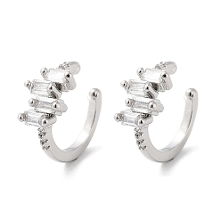 Платина Латунное покрытие стойки, манжета из микропаве с кубическим цирконием, без кадмия и без свинца, долговечный, платина, 13x6.5x15.5 мм