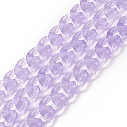 Синий Прозрачная акриловая цепочка ручной работы, витая цепь, синие, 29.5x20.5x6 мм, около 39.37 дюйм (1 м) / прядь