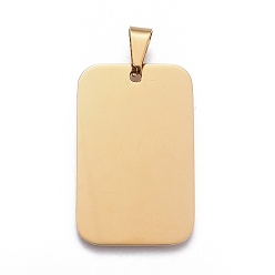 Mixed Color Rectangle Tag Pendants, 201 Stainless Steel Pendants, Mixed Color, 40x25x1.5mm, Hole: 4~5.5x8.5~10mm