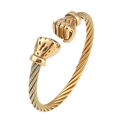 Золотой Ионное покрытие (ip) 304 браслеты из нержавеющей стали для женщин, кулак, золотые, внутренний диаметр: 2-1/4 дюйм (5.65 см)