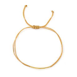 Beige Pulseras ajustables de latón con tubo curvado y cordón trenzado con cuentas., dorado, crema, 11.02 pulgada (28 cm)