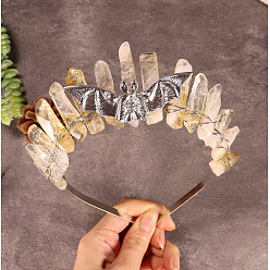 Желтый Кварц Обручи для волос из натурального желтого кварца, резинки для волос в виде короны летучей мыши, для женщин девушек, 350x150 мм
