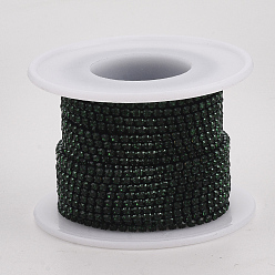 Emerald Electrophoresis Iron Rhinestone Strass Chains, Rhinestone Cup Chains, with Spool, Emerald, SS6.5, 2~2.1mm, about 10yards/roll