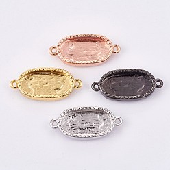 (52) Непрозрачная лаванда Латуни кабошон параметры соединителя, чашки безель с краями, долговечный, овальные, разноцветные, лоток : 7x14 мм, 9x20x3.5 мм, отверстие : 1 мм