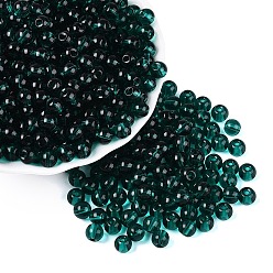 чирок Fgb прозрачный стеклянный бисер, круглые, круглое отверстие, зелено-синие, 6~6.5 мм, отверстие : 1.2~1.5 мм, Около 1600 шт / фунт