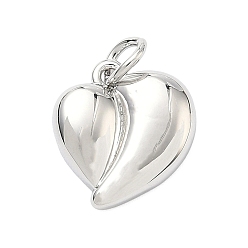 Платина Латунные подвески, сердце прелести, без кадмия и без свинца, стойки покрытие, долговечный, с целью перехода в кольце, платина, 13.5x13x3 мм, отверстие : 3.3 мм